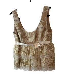 NWT Anna Sui Cream Floral Lace Blouse Size 10